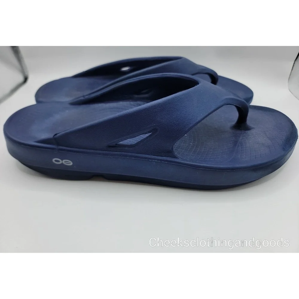 Oofos OOriginal Navy Blue Recovery Thong Sandals Mens 11 Womens 13 EU 44